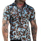 Camisa de brazo corto casual hombre con diseño exótico