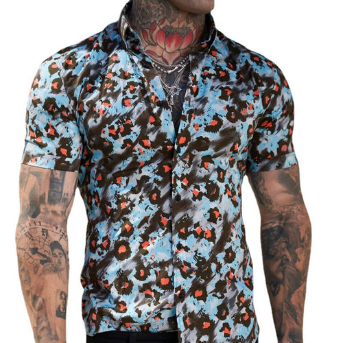 Camisa de brazo corto casual hombre con diseño exótico