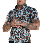 Camisa de brazo corto casual hombre con diseño exótico