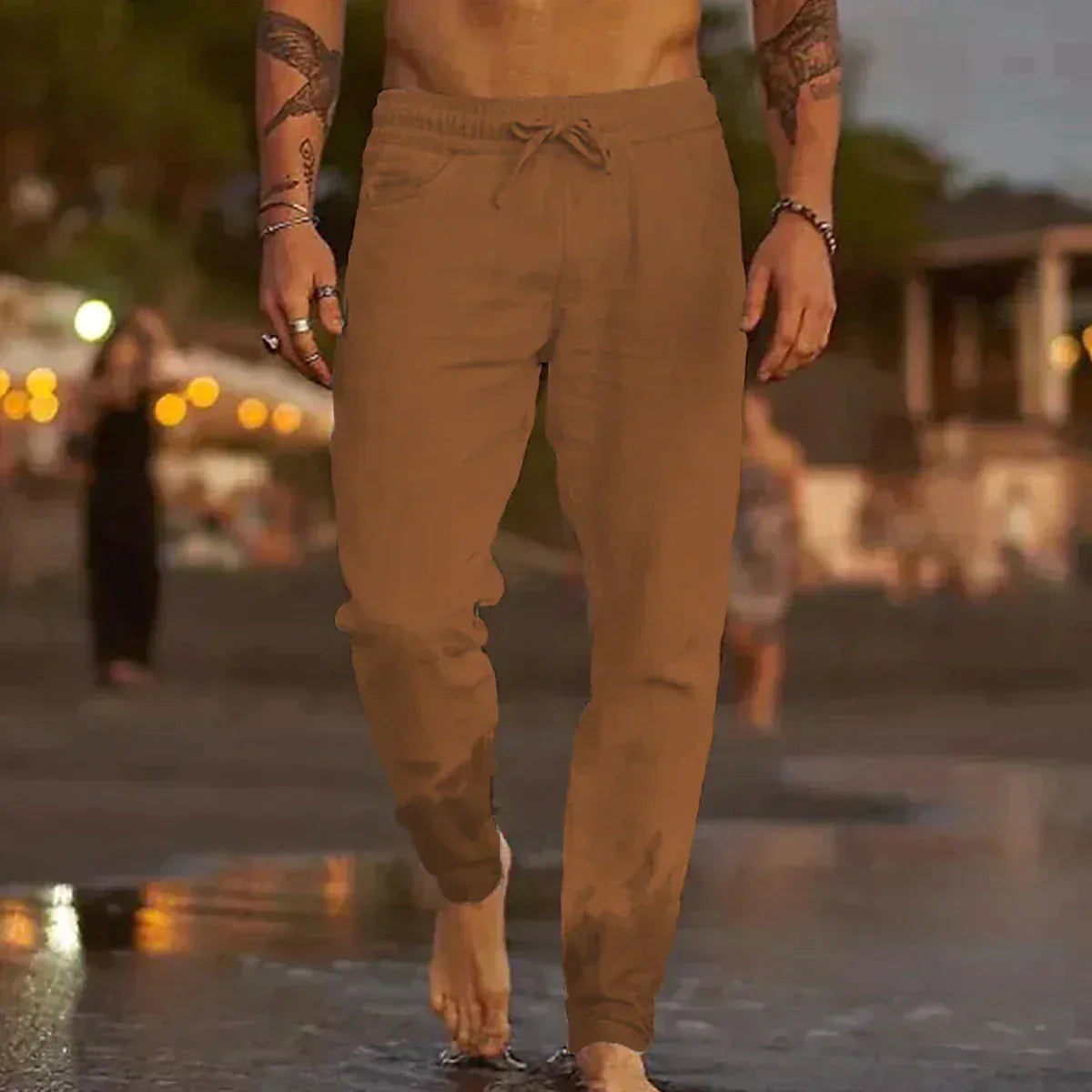 Confortable y casual pantalones de lino para hombres